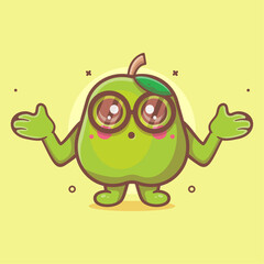 funny guava fruit character mascot with confused gesture isolated cartoon in flat style design
