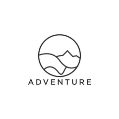adventure logo with mountain and compass design