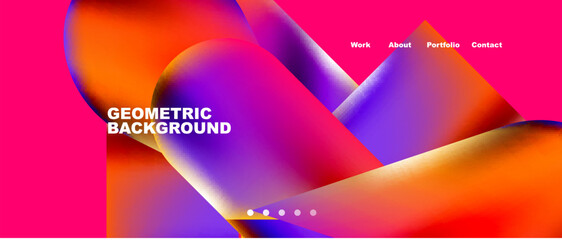 Landing page background template. Colorful plastic round shapes abstract composition. Vector illustration for wallpaper, banner, background