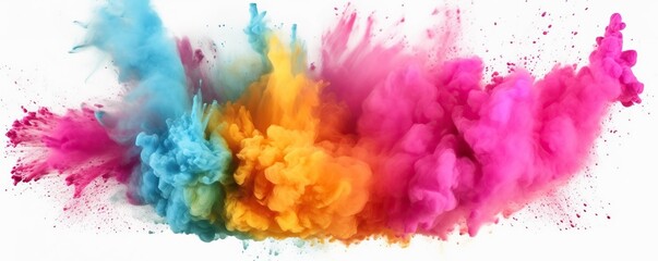 Fototapeta premium Abstract colorful splashes on white background. Generative AI