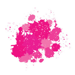  Illustration of pink inkblots and dots. Color of october pinks. Vector isolated on transparent background.