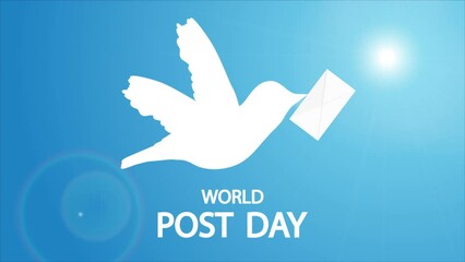 Post day world dove with letter, art video illustration.