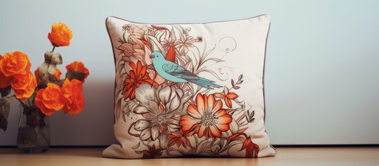 Pillow adorned with organic fabric.