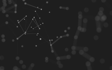 Abstract background. Molecules technology with polygonal shapes, connecting dots and lines. Connection structure. Big data visualization.
