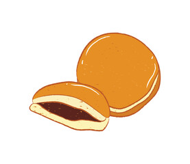 Whole and half red bean dorayaki