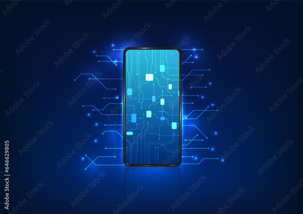 Poster smartphone technology the mobile inside is a technology circuit board. smartphones that are used to 