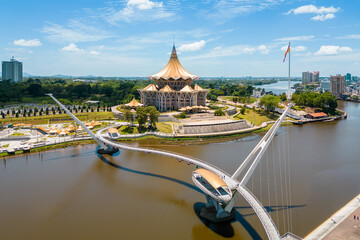 scenery of the waterfront of Sarawak river in Kuching, Sarawak, east Malaysia - 646630073