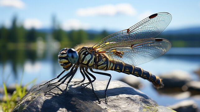 dragonfly on a branch UHD wallpaper Stock Photographic Image