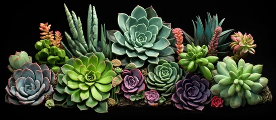 Gordijnen Succulents are plants with thick, fleshy leaves that store water in their leaves, stems, and roots. © Vusal