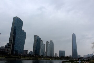 Seoul – April 17, 2016:  Songdo Central Park is a public park in the Songdo district of Incheon, South Korea. The park is the centerpiece of Songdo IBD's green space plan, inspired by New York City's 
