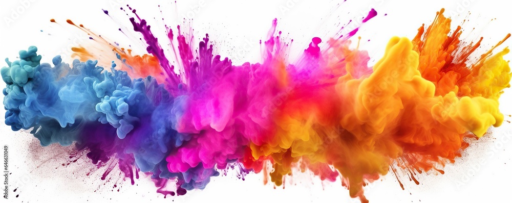 Poster abstract colorful splashes on white background.generative ai