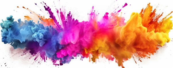 Abstract colorful splashes on white background.Generative AI - obrazy, fototapety, plakaty