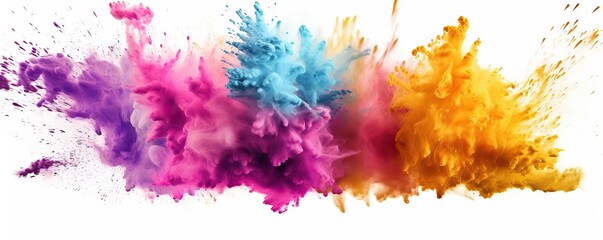 Abstract colorful splashes on white background.Generative AI