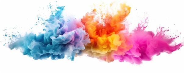 Abstract colorful splashes on white background.Generative AI