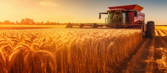 広大な小麦畑の収穫風景