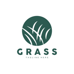 Green Grass Logo Design, Farm Landscape Illustration, Natural Scenery Vector