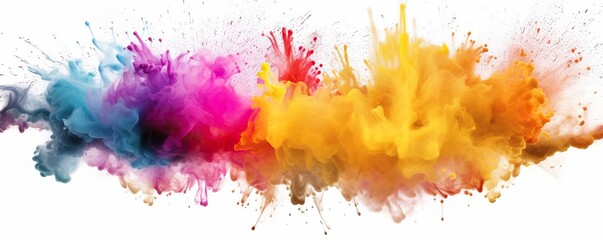 Abstract colorful splashes on white background.Generative AI