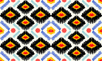 Ethnic geometry embroidery ikat traditional pattern.Seamless the eye ethnic pattern.Ethnic folk embroidery pattern.vector illustration.design for fabric,clothing,texture,decoration,wrapping.
