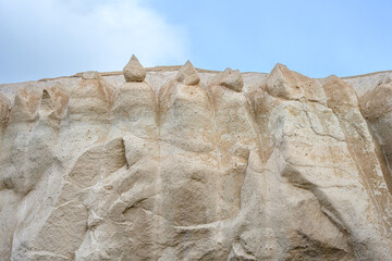 Closeup of volcanic ash cliffs at the bottom of the Valley of Ten Thousand Smokes, Katmai National Park, Alaska
