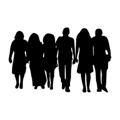silhouette of a group of people walking together