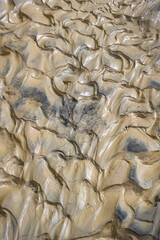 Patterns in wet volcanic mud as a nature background
