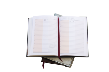 notebook planner for business work arrangement flat lay style on background white 