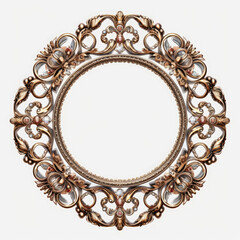Elaborate filigree Round borders on white Background, AI Generated