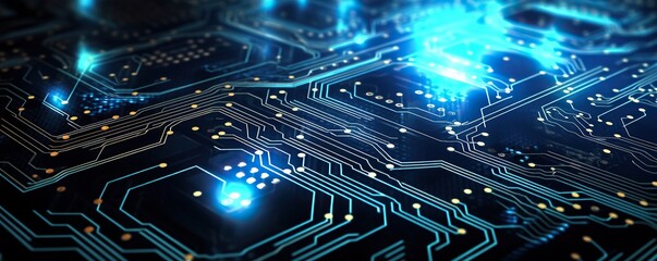 hi-tech digital background in blue color.Generative AI