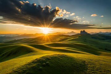 sunset over the field