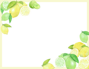 レモンとライムの黄色い枠の背景素材