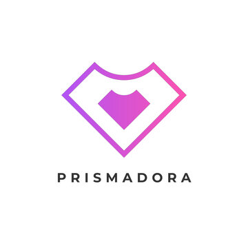 Prismadora - Showcases a love heart diamond logo concept, signifying shield, security, and safety.