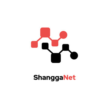 ShanggaNet - Incorporates a sharing and network logo template with vector icon element design, symbolizing linked social media connections.