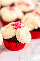 Red Velvet Cupcakes with White Chocolate Ganache Frosting