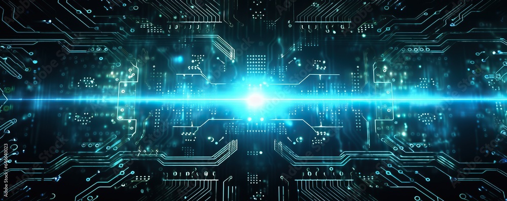 Aufkleber hi-tech digital background in blue color.generative ai
