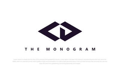 Fototapeta monogram logo letter C, D, L in geometric shape and black color obraz