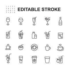Simple Set of Drinks Related Vector Line Icons.