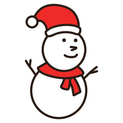 snowman with santa hat and scarf