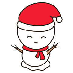 snowman with christmas hat