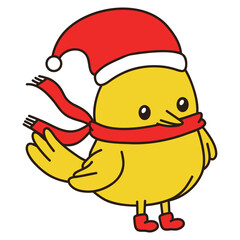 chicken wear santa hat