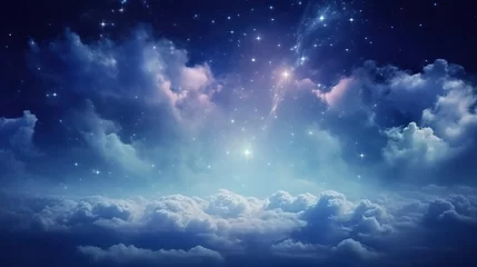 Foto op Canvas Space of night sky with cloud and stars background. © Pro Hi-Res