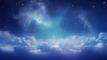 Space of night sky with cloud and stars background.
