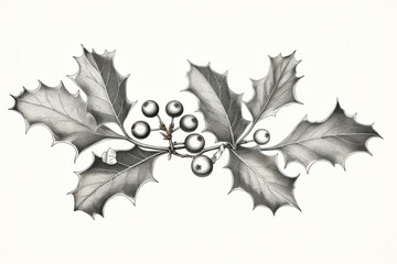 Fototapeta premium Vintage style illustration of a christmas festive holly branch