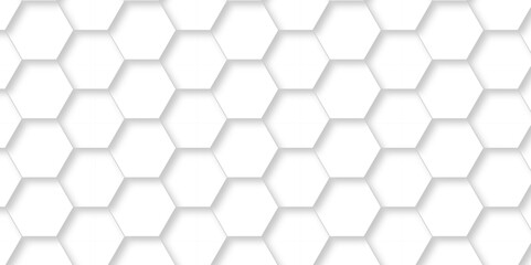Naklejka premium Seamless pattern with hexagons White Hexagonal Background. Computer digital drawing, background with hexagons, abstract background. 3D Futuristic abstract honeycomb mosaic white background. geometric.