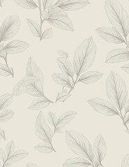Monochromatic Light nature, Botanical shapes, Hand drawing, cutouts of tropical leaves, Herb, decorative, Background, Wallpaper, art, illustration