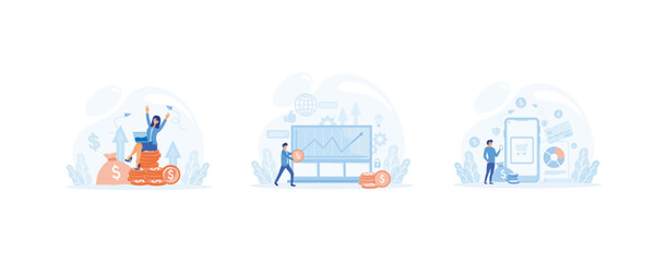 Naklejka premium Business concept. Financial consultant, Investment in innovation. set flat vector modern illustration