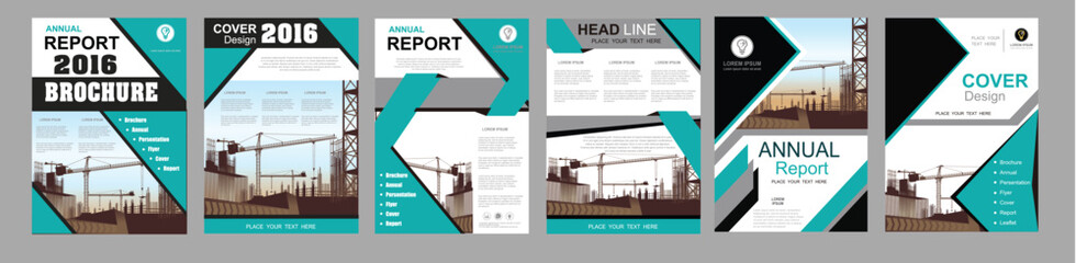 Roll Up Banner blue business Construction annual report brochure flyer design template vector