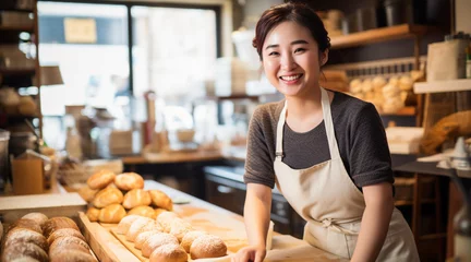  笑顔で働くベーカリーの店員 © Hanako ITO