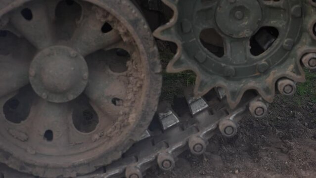 Caterpillar Tracks on a Military Tank