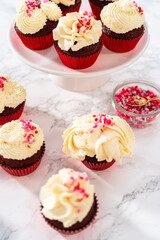Red Velvet Cupcakes with White Chocolate Ganache Frosting
