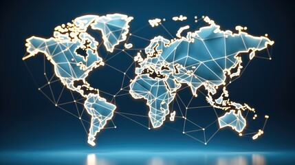 Fototapeta premium Global map on blue background, Digital illustration.